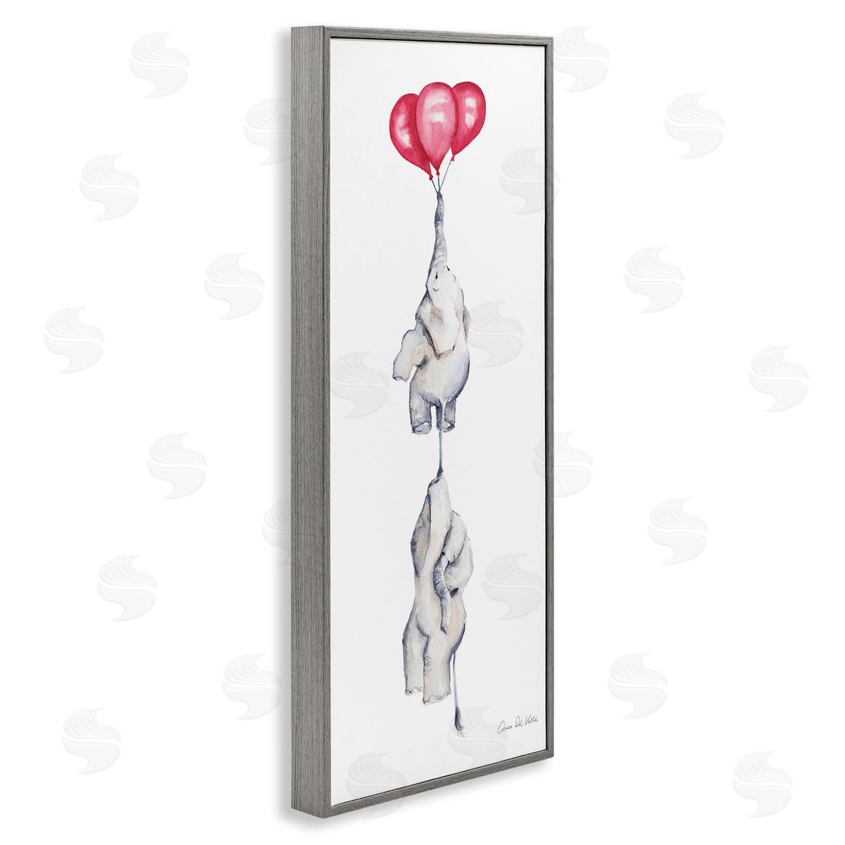 Aimee Del Valle Kids' Baby Elephants Flying with Floating Red Balloons