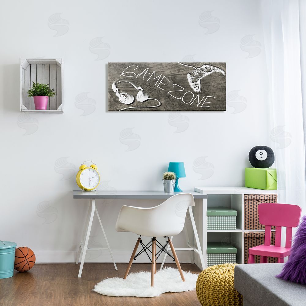 Stupell Studio Game Zone Phrase Music Headset Video Game Controller