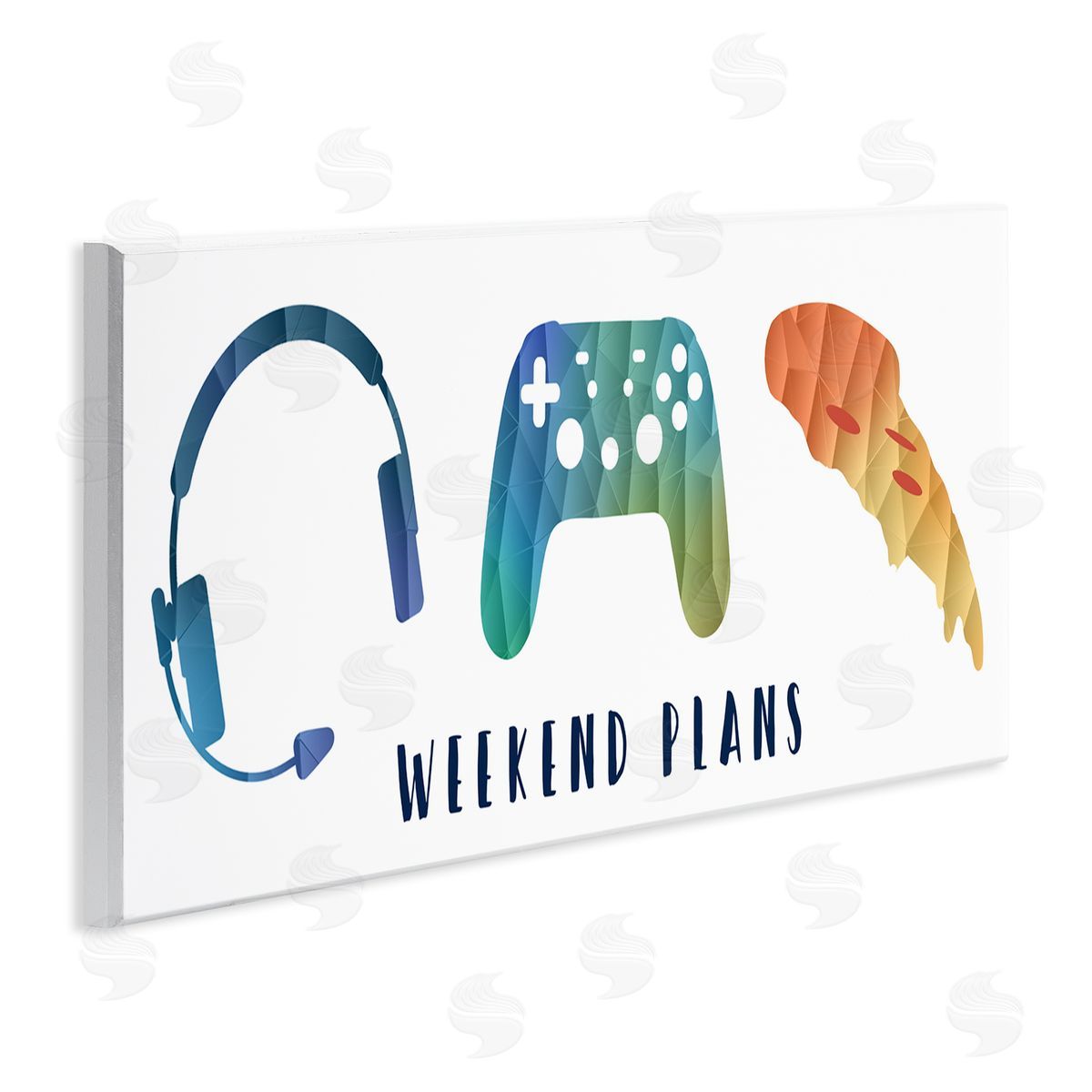 Stupell Studio Weekend Plans Pizza Video Games Modern Geometric Pattern