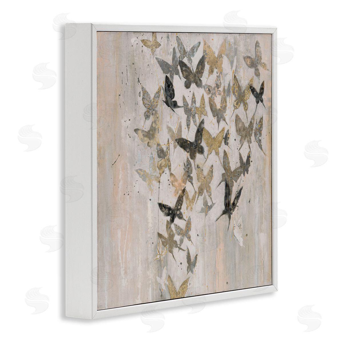 Liz Jardine Butterfly Cluster Abstract Country Insects Brown Grey White Framed Glicee Wall Art Print