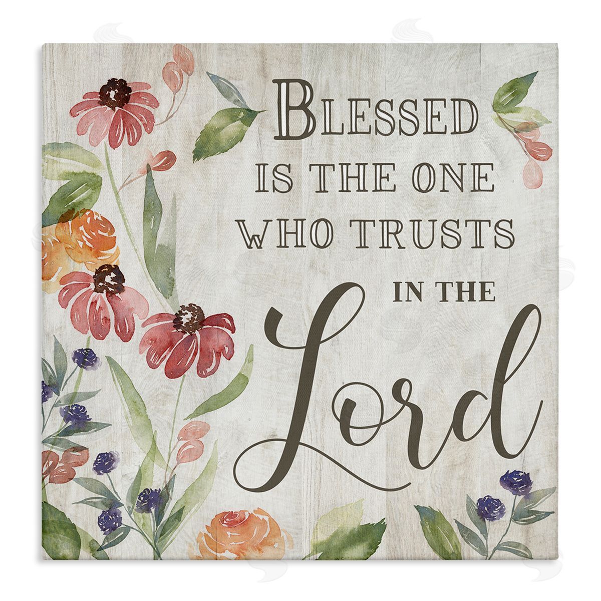 Kristen Brockmon Blessed One Who Trusts The Lord Spring Florals Stretched Canvas Wall Art Print