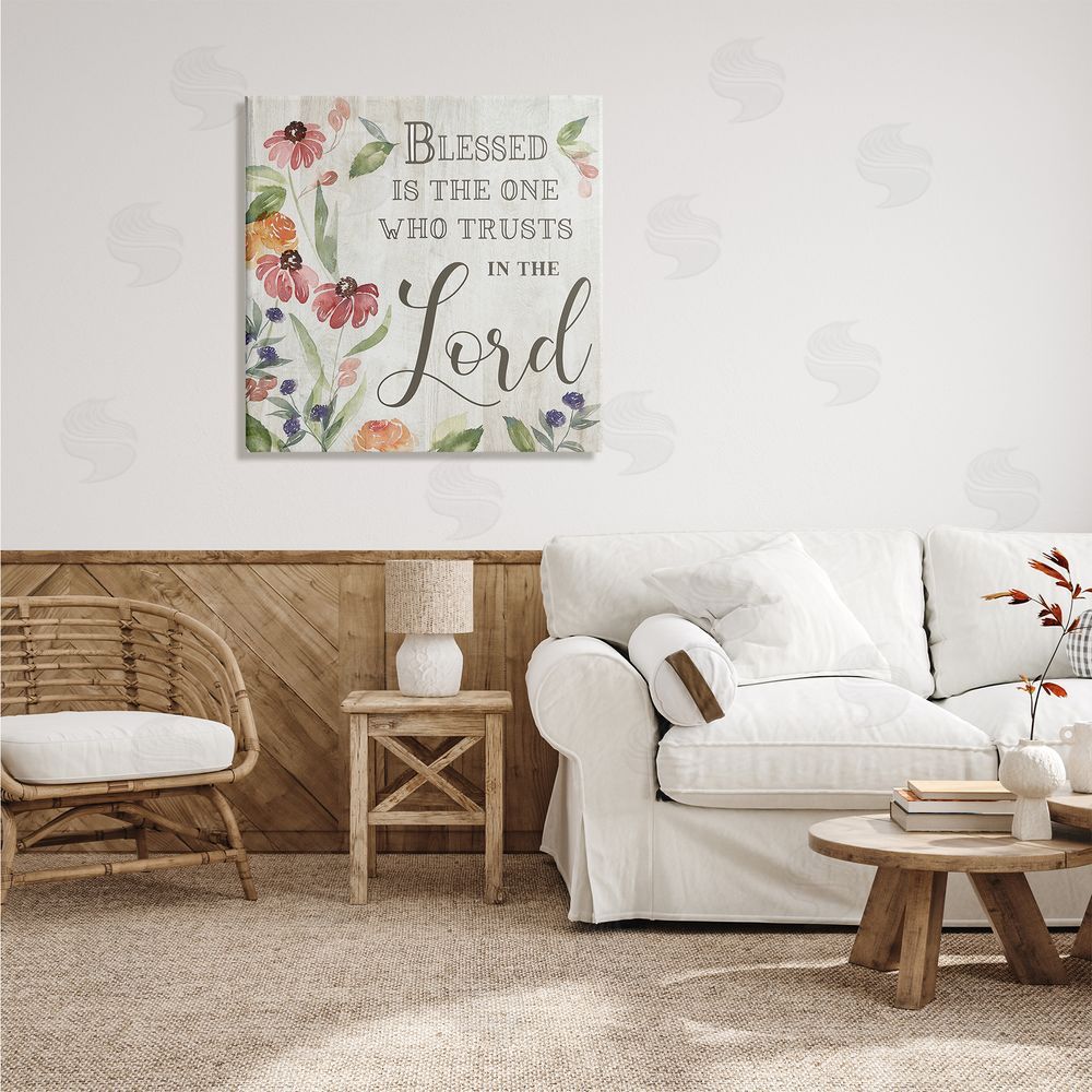 Kristen Brockmon Blessed One Who Trusts The Lord Spring Florals Canvas Wall Art in Room