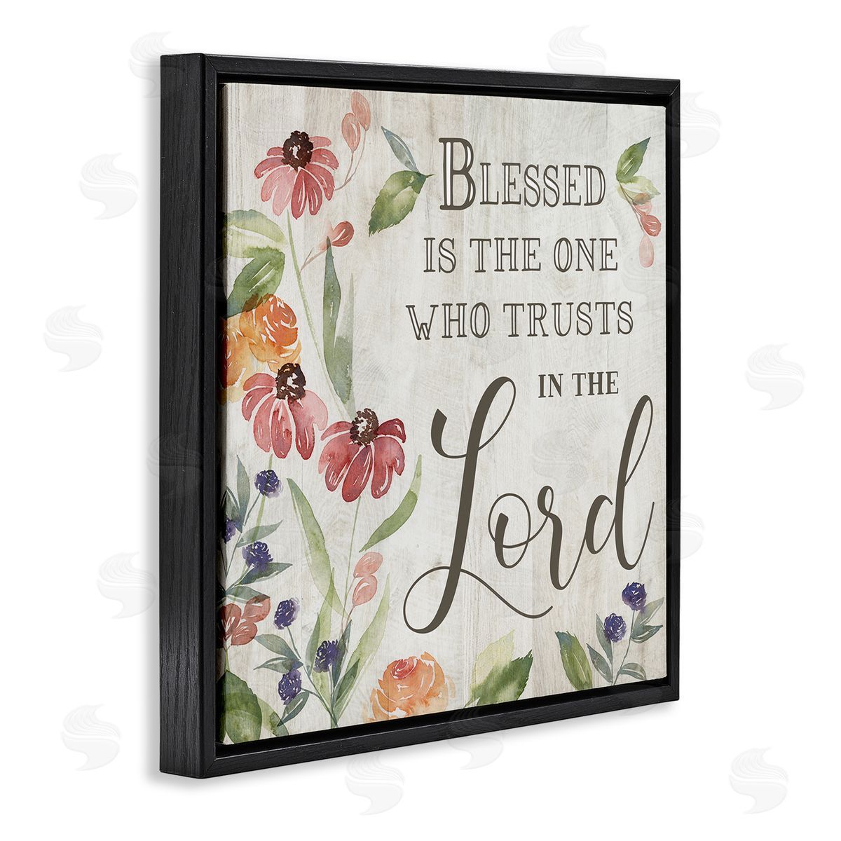 Kristen Brockmon Blessed One Who Trusts The Lord Spring Florals Black Floating Frame Canvas Wall Art Print