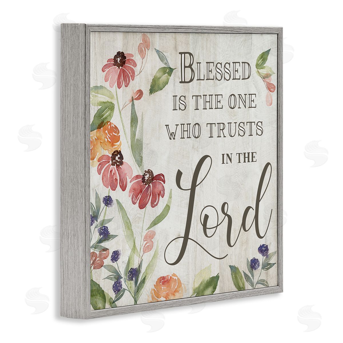 Kristen Brockmon Blessed One Who Trusts The Lord Spring Florals Gray Framed Glicee Wall Art Print