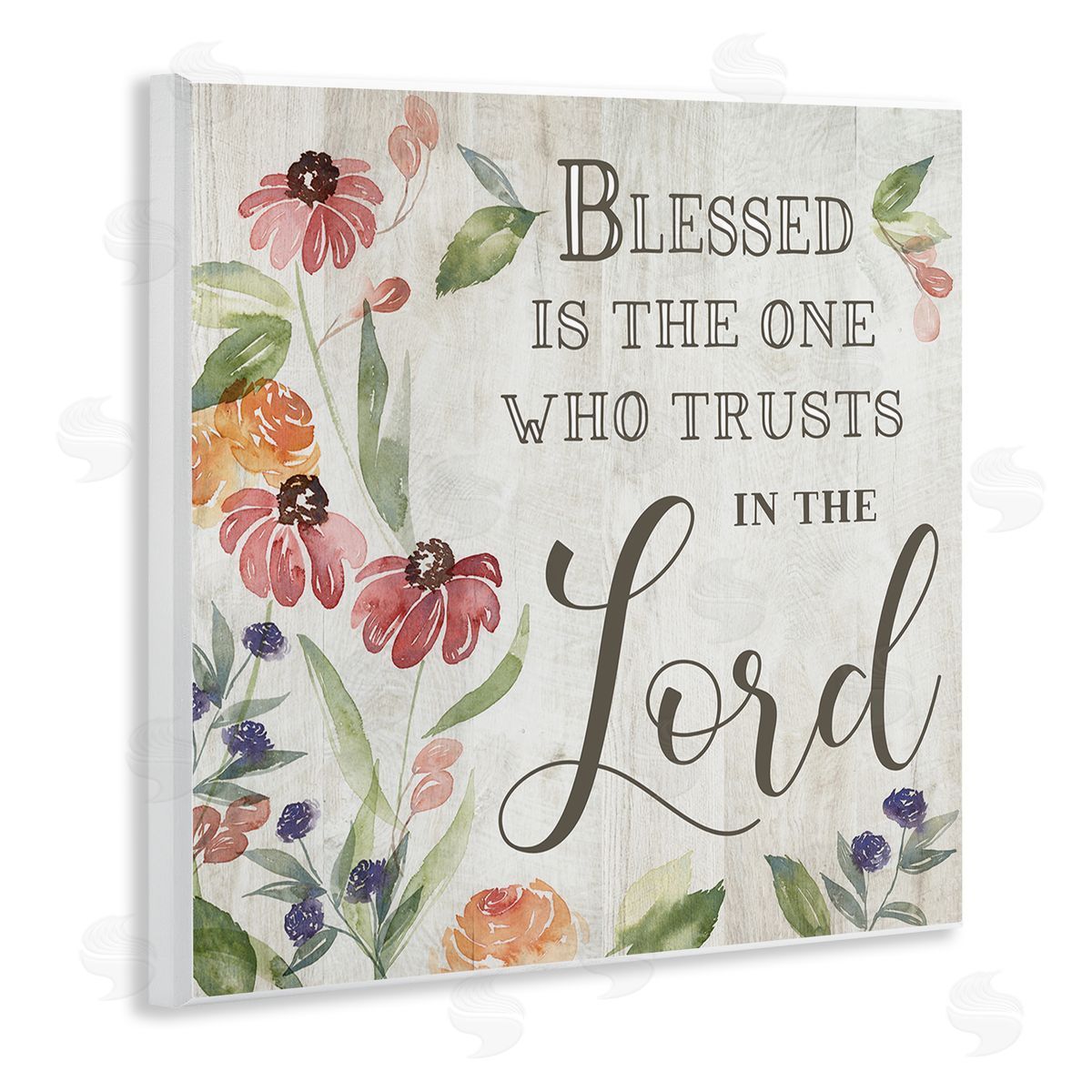Kristen Brockmon Blessed One Who Trusts The Lord Spring Florals Wooden Wall Plaque Art Print