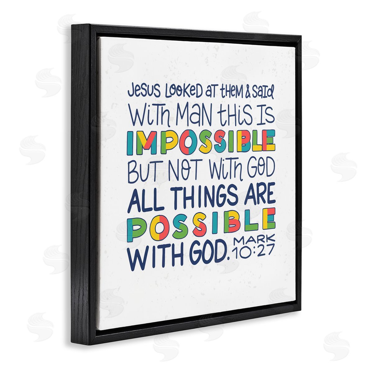 Raye Allison Creations All Things Possible with God Mark 10:27 Proverbs Black Floating Frame Canvas Wall Art Print