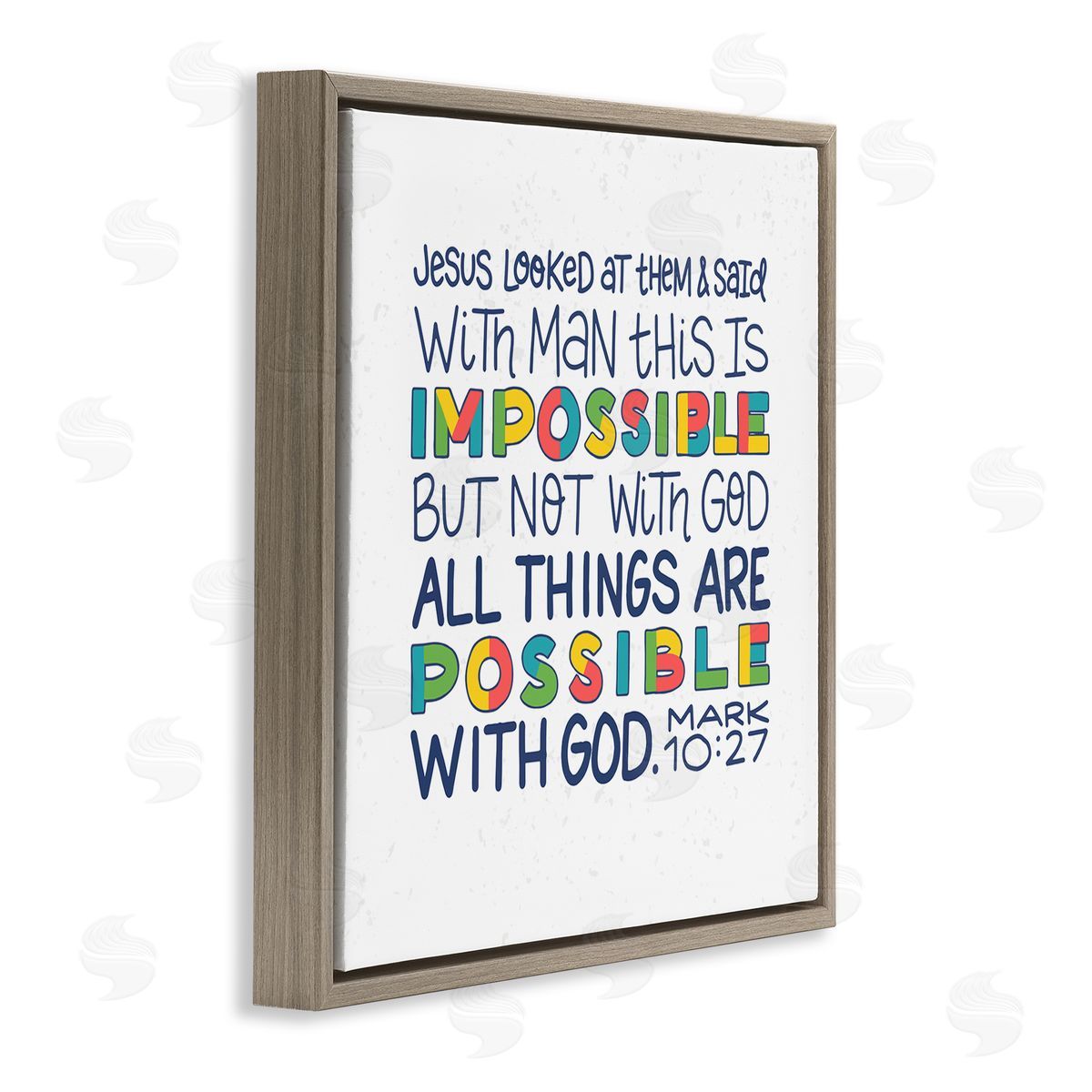 Raye Allison Creations All Things Possible with God Mark 10:27 Proverbs Brown Floating Frame Canvas Wall Art Print