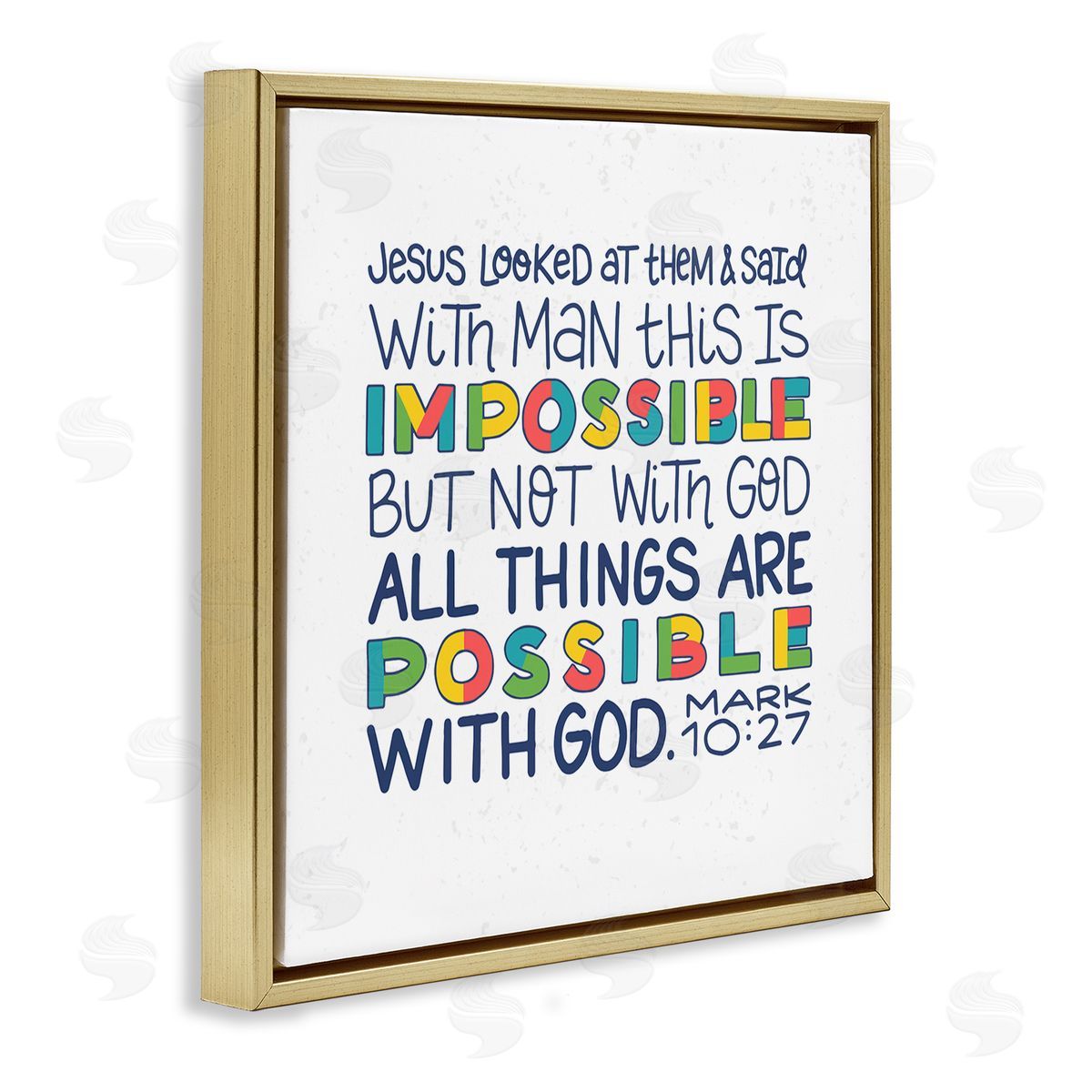 Raye Allison Creations All Things Possible with God Mark 10:27 Proverbs Gold Floating Frame Canvas Wall Art Print