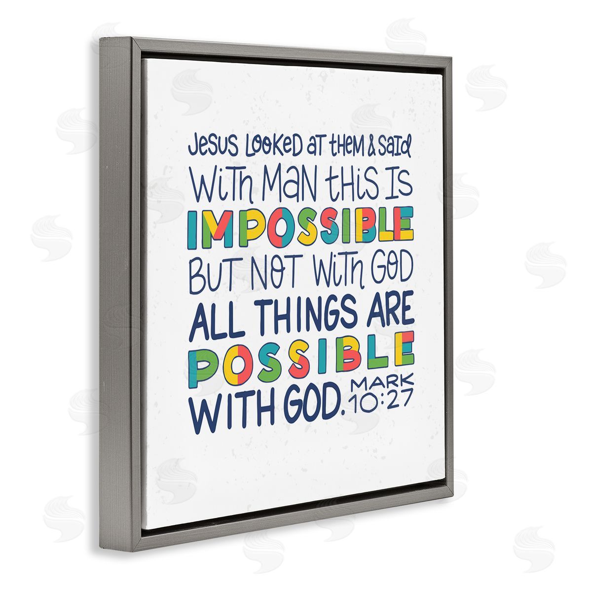 Raye Allison Creations All Things Possible with God Mark 10:27 Proverbs Gray Floating Frame Canvas Wall Art Print
