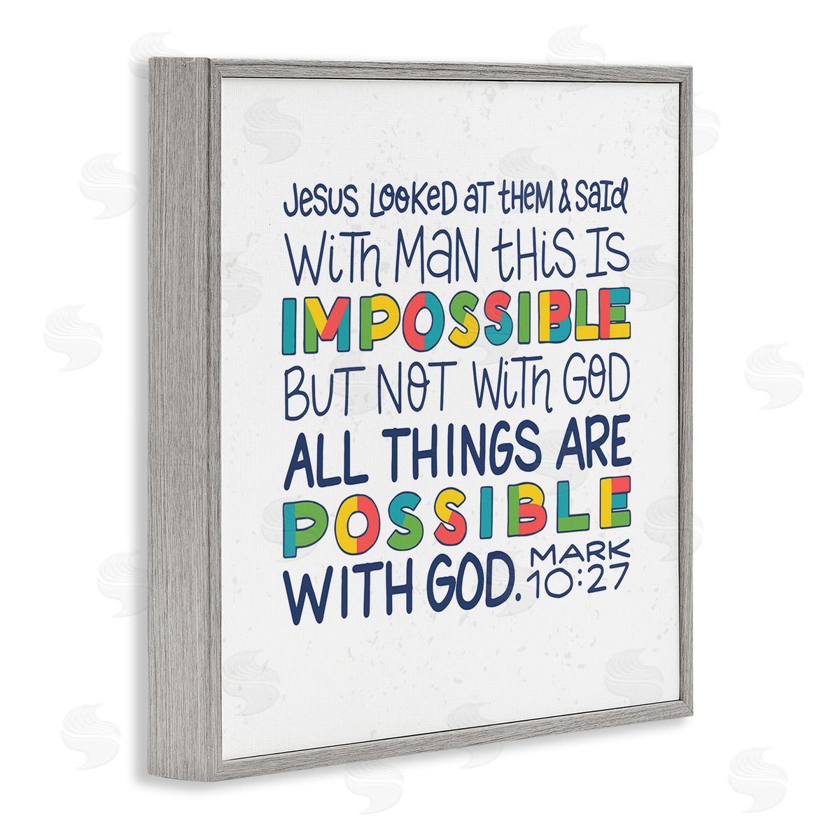 Raye Allison Creations All Things Possible with God Mark 10:27 Proverbs Gray Framed Glicee Wall Art Print