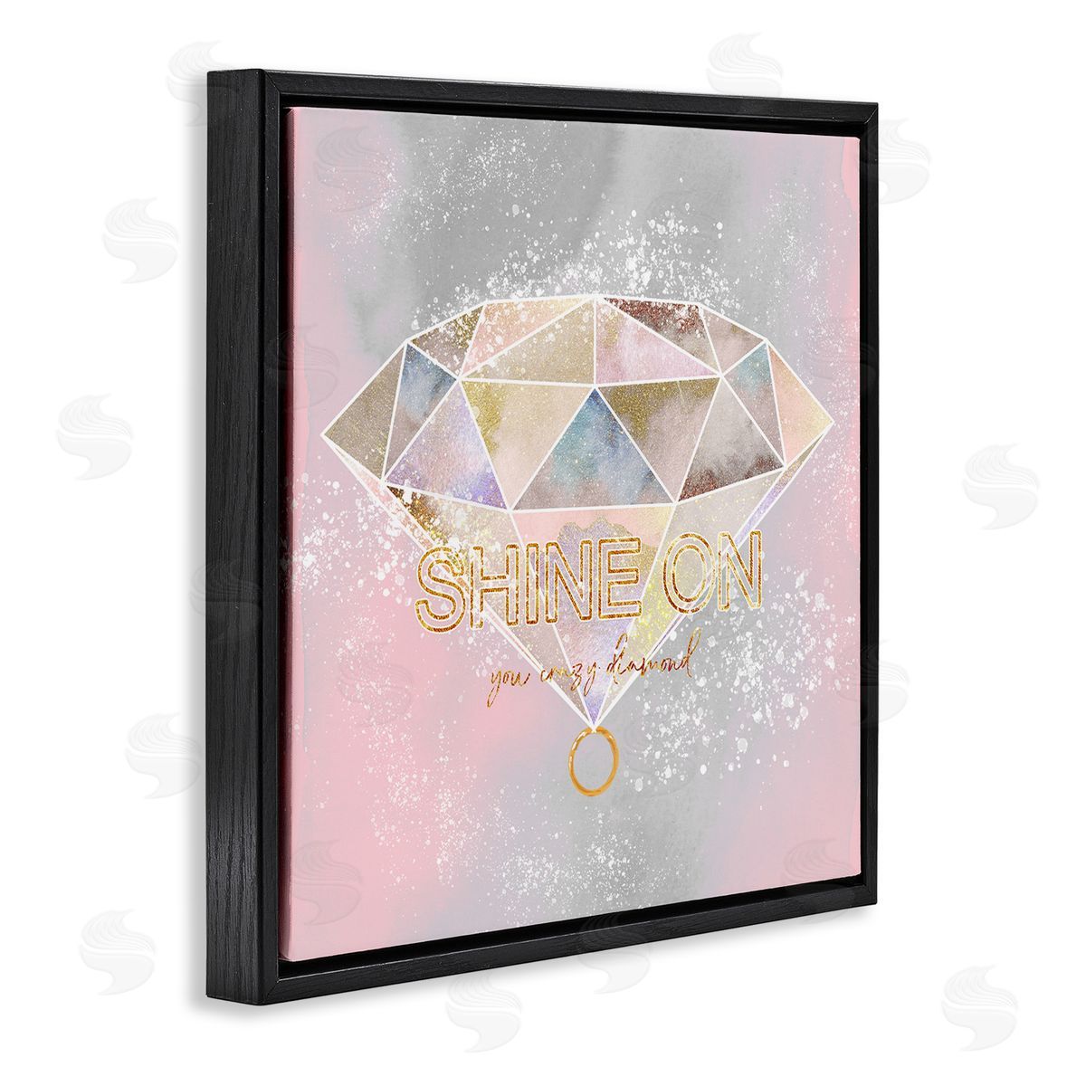 Ziwei Li Shine On Crazy Diamond Glam Pink Geometric Pattern Black Floating Frame Canvas Wall Art Print
