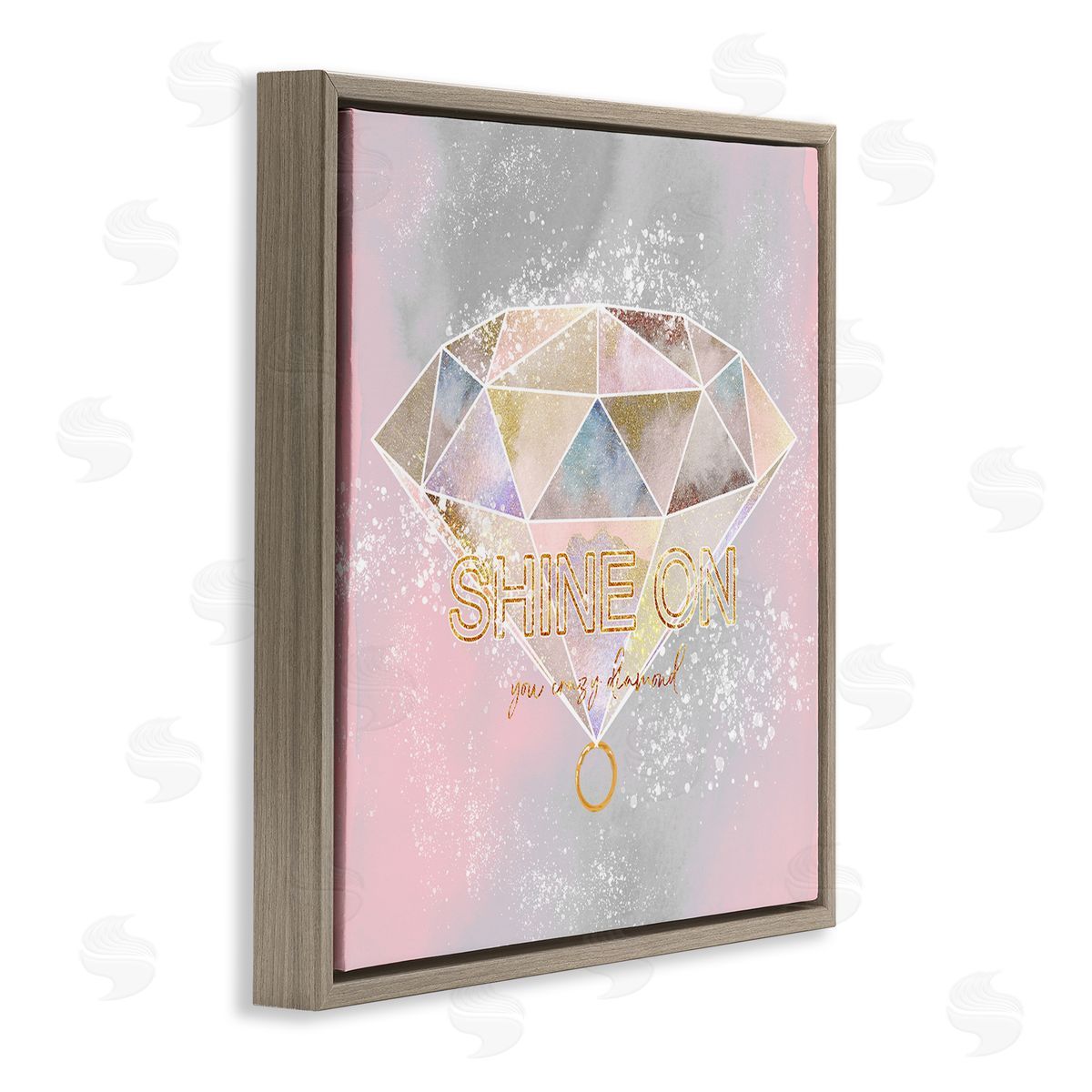 Ziwei Li Shine On Crazy Diamond Glam Pink Geometric Pattern Brown Floating Frame Canvas Wall Art Print