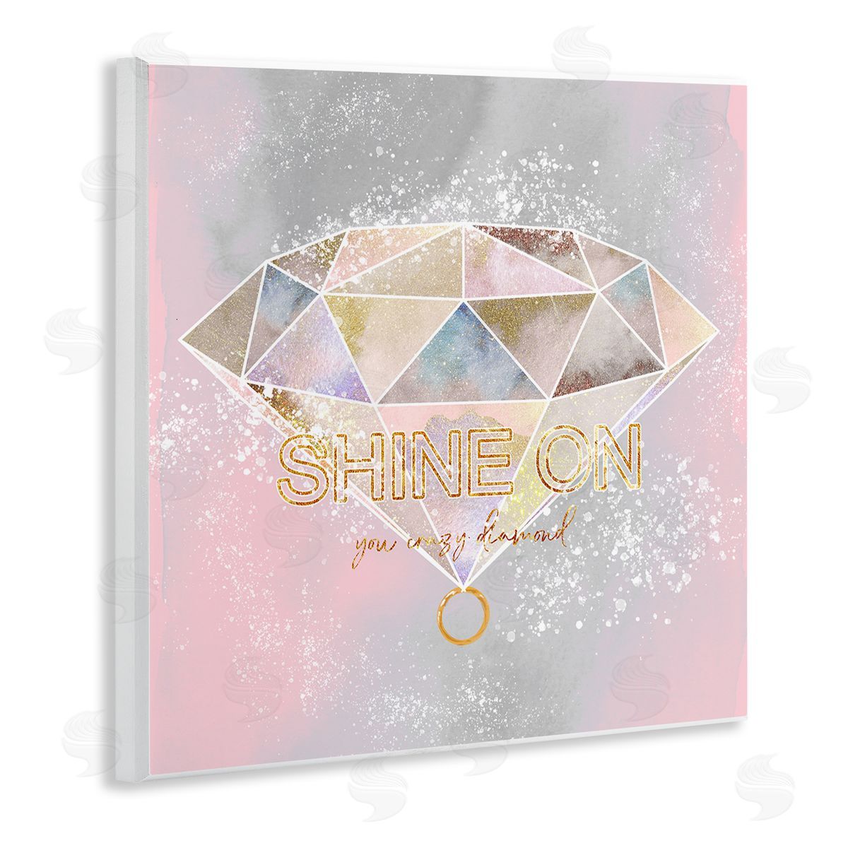 Ziwei Li Shine On Crazy Diamond Glam Pink Geometric Pattern Wooden Wall Plaque Art Print