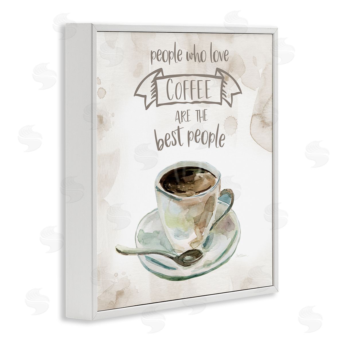 Carol Robinson People Who Love Coffee Phrase Watercolor Painting White Framed Glicee Wall Art Print