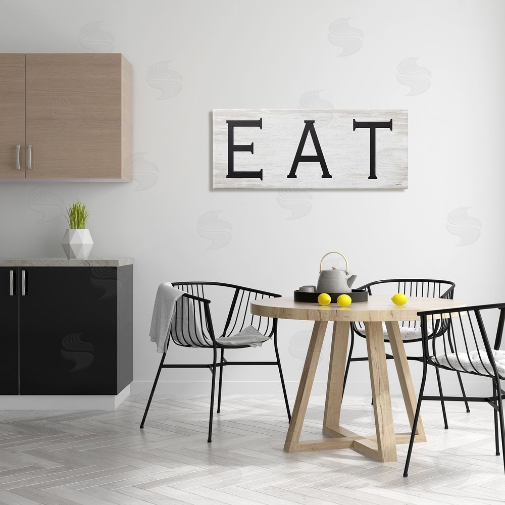 Lettered and Lined EAT Farmhouse Kitchen Sign Soft Distressed Pattern
