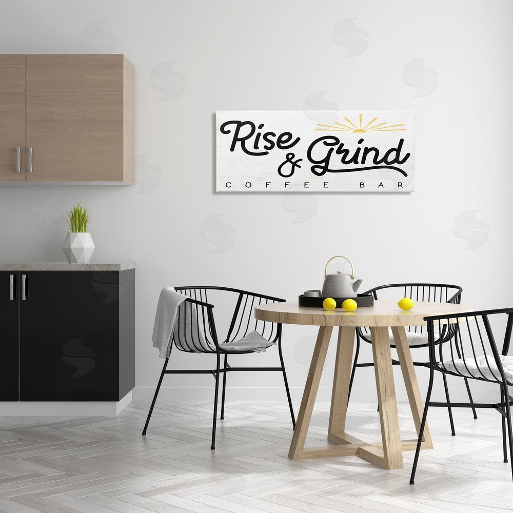 Stupell Studio Rise & Grind Coffe_sidee Bar Sign Rustic Sunrise