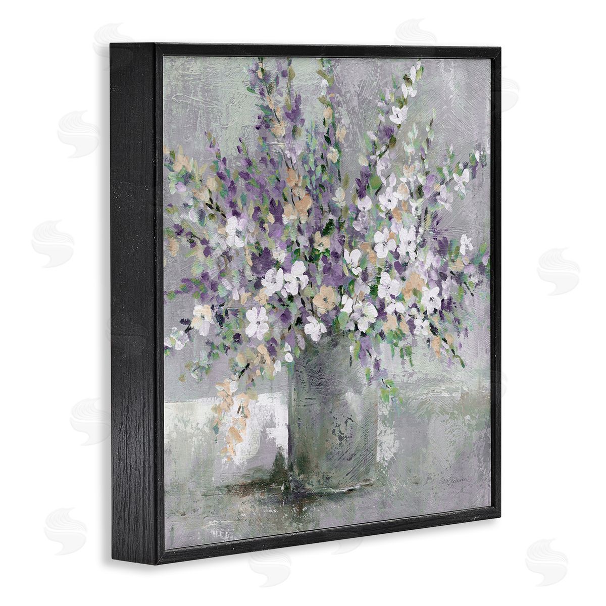 Blossoming Aster Flower Bouquet Black Frame Print Wall Art, Home Decor by Carol Robinson