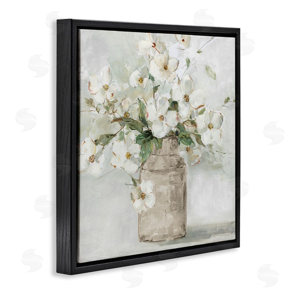 Sally Swatland Lady's Smock Floral Bouquet Rustic Milk Tin Blooming Black Floating Frame Canvas Wall Art Print