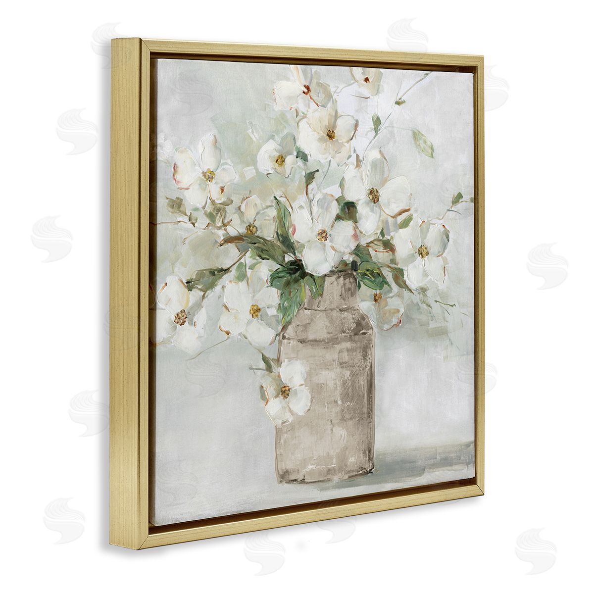 Sally Swatland Lady's Smock Floral Bouquet Rustic Milk Tin Blooming Gold Floating Frame Canvas Wall Art Print