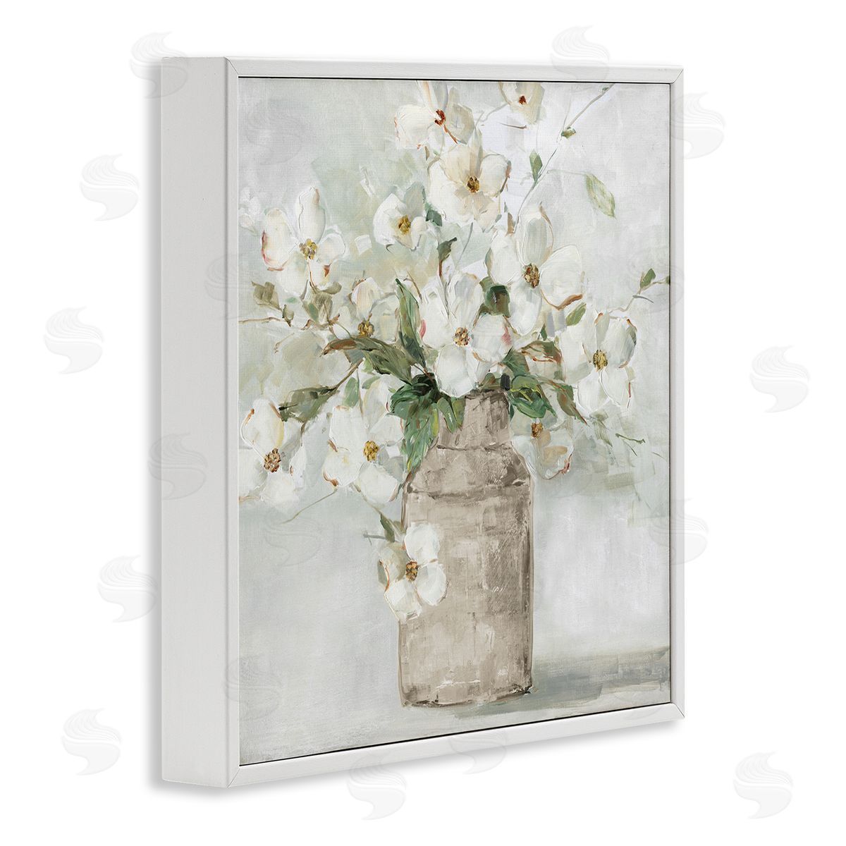 Sally Swatland Lady's Smock Floral Bouquet Rustic Milk Tin Blooming White Framed Glicee Wall Art Print