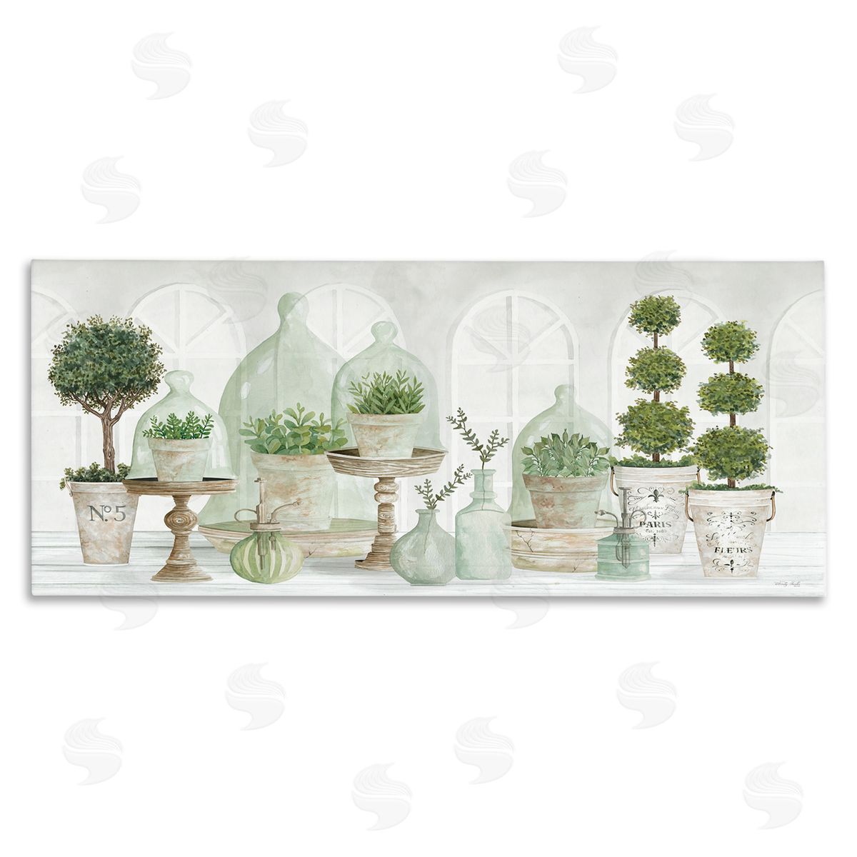 Cindy Jacobs Parisian Plant Tabletop Green Leaves Traditional Cloches