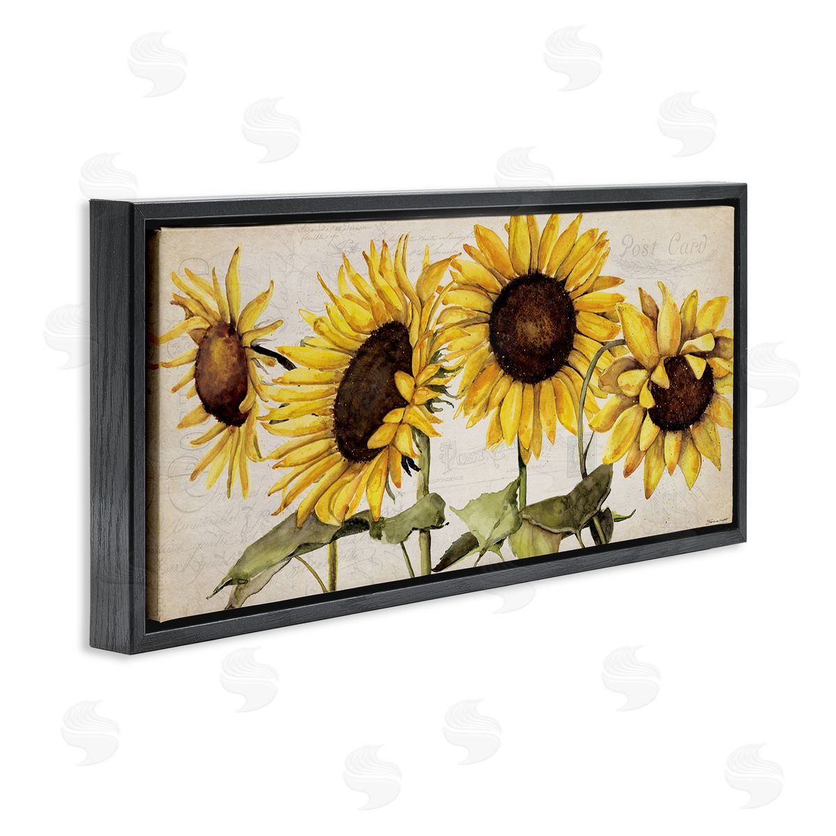 Stephanie Workman Marrott Summer Sunflower Florals Vintage Postcard Text Pattern