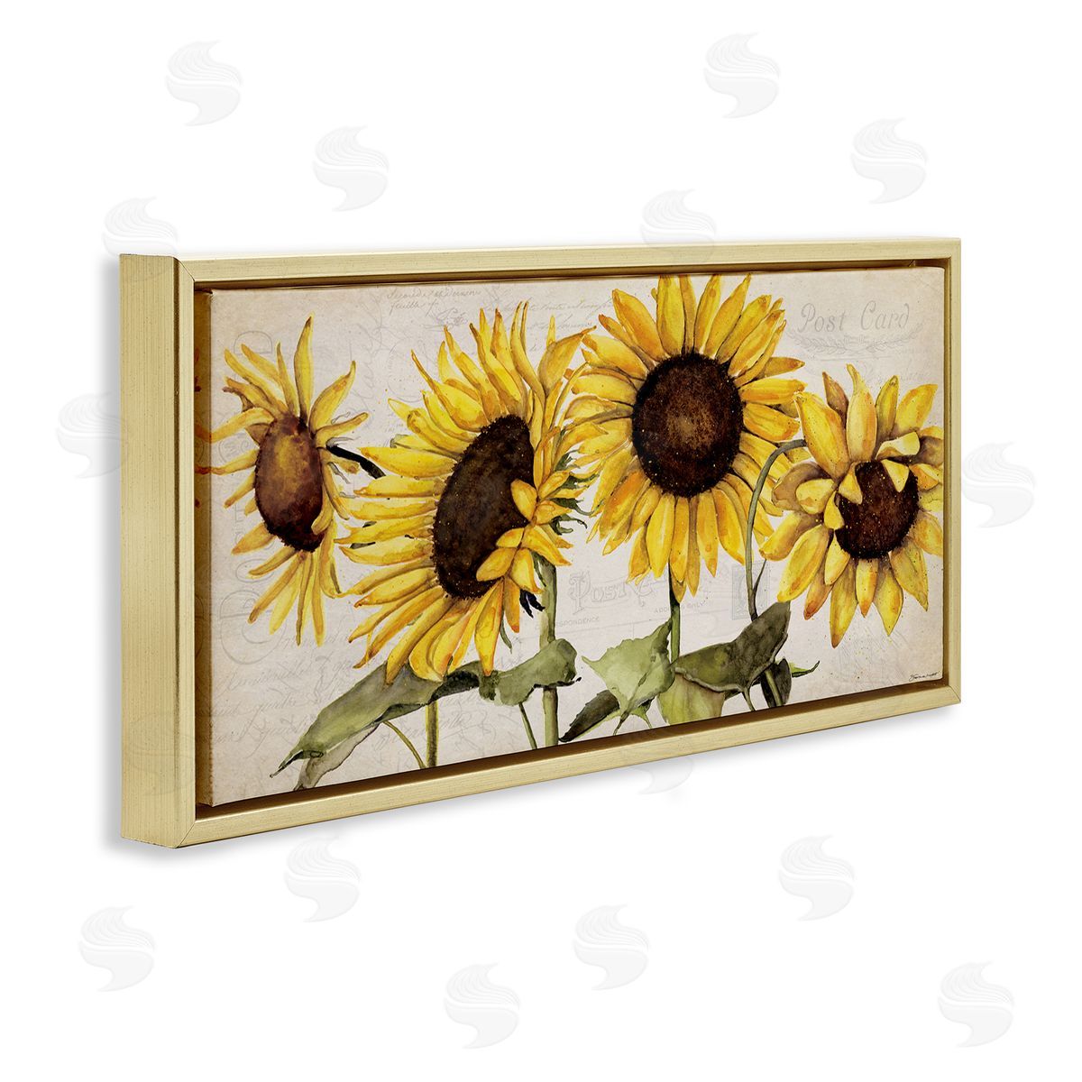 Stephanie Workman Marrott Summer Sunflower Florals Vintage Postcard Text Pattern