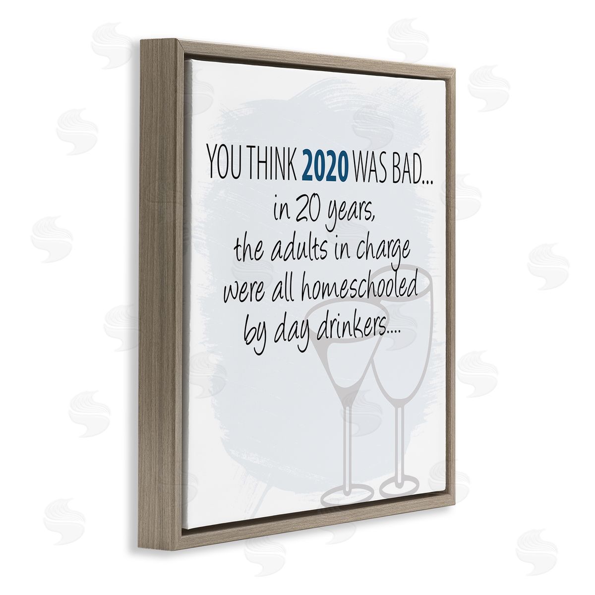 Kim Allen Adults Homeschooled by Day Drinkers Funny 2020 Phrase Brown Floating Frame Canvas Wall Art Print