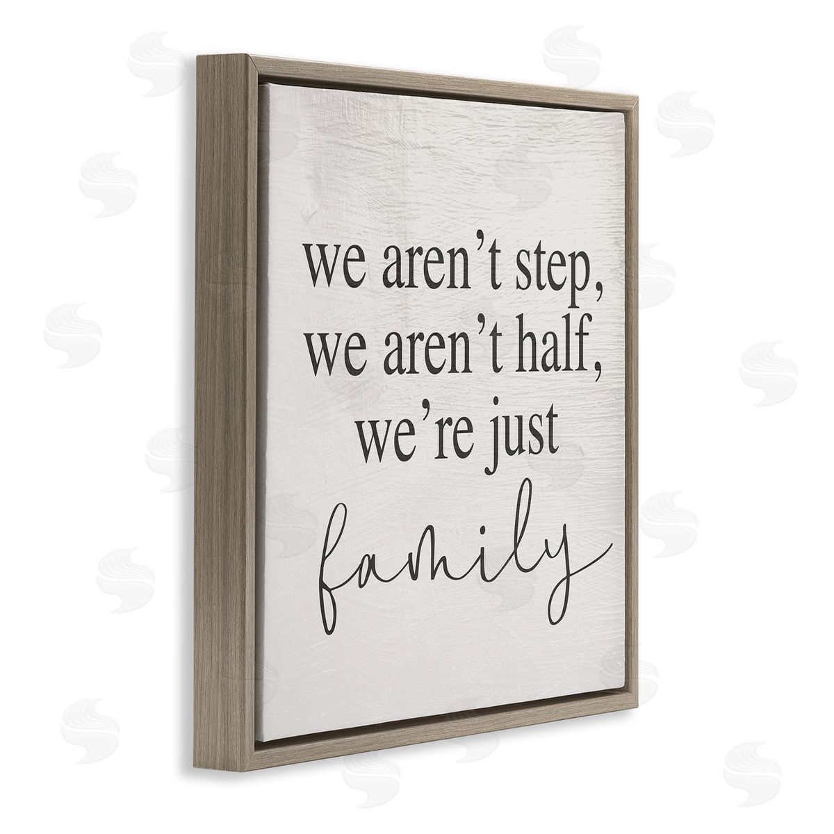 Stupell Studio We Aren't Step Half Just Family Motivational Phrase Brown Floating Frame Canvas Wall Art Print