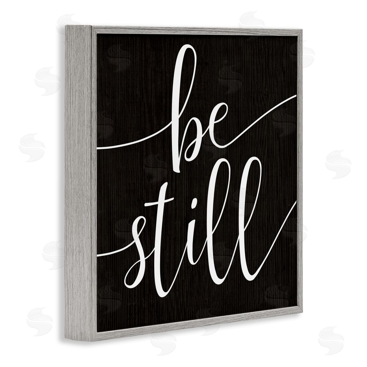 Stupell Studio Be Still Family Phrase Minimal Calligraphy Black White Gray Framed Glicee Wall Art Print