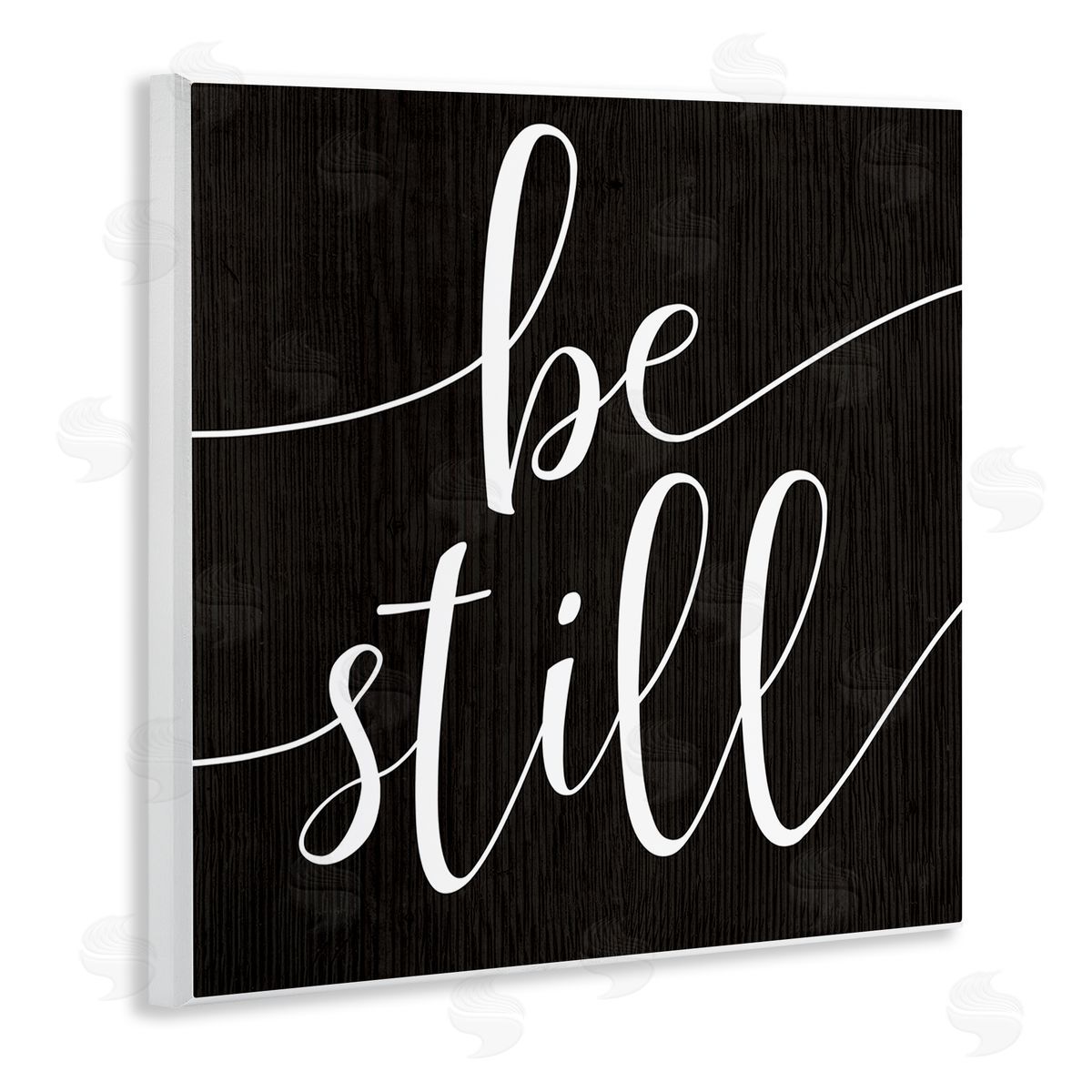 Stupell Studio Be Still Family Phrase Minimal Calligraphy Black White Wooden Wall Plaque Art Print
