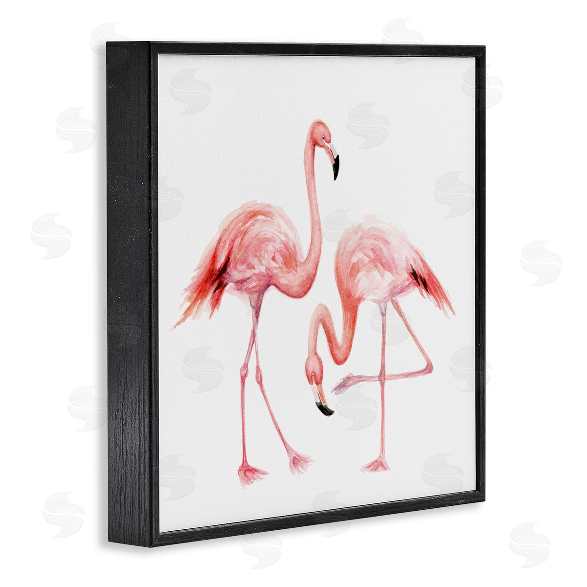 Fox Hollow Studios Bending Knee Flamingo Watercolor Portrait Children's Nursery Animals Black Framed Glicee Wall Art Print