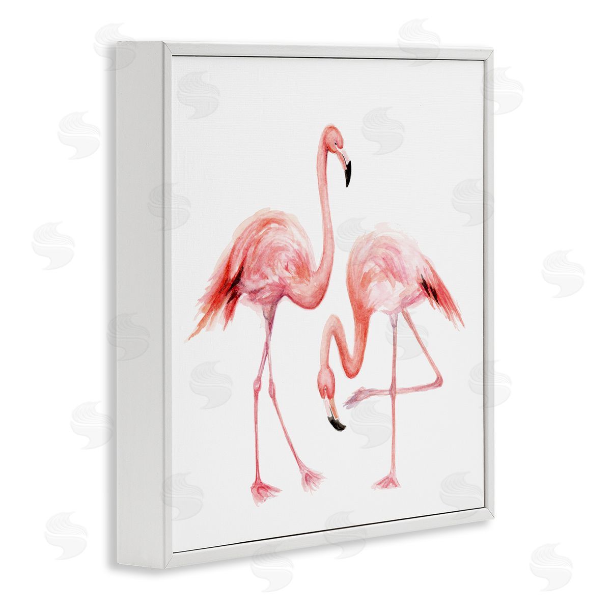 Fox Hollow Studios Bending Knee Flamingo Watercolor Portrait Children's Nursery Animals White Framed Glicee Wall Art Print
