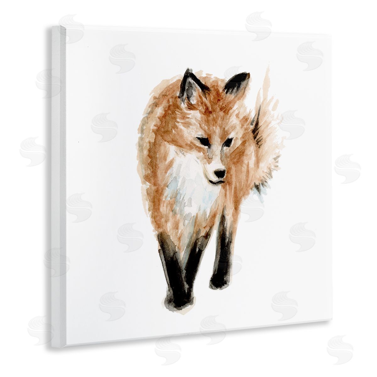 Fox Hollow Studios Red Fox Watercolor Painting Kids' Nursery Wild Animal Wooden Wall Plaque Art Print