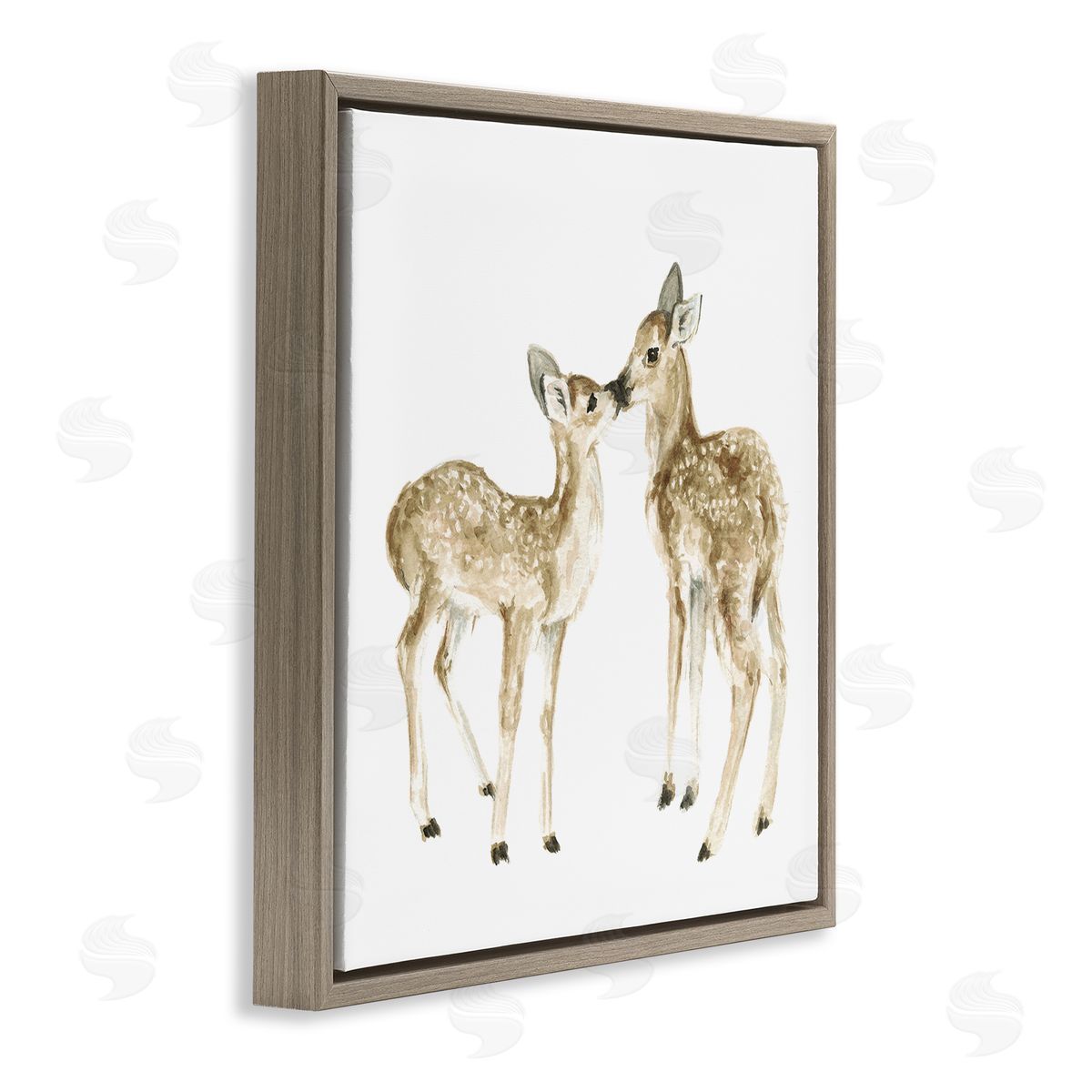 Fox Hollow Studios Baby Deer Fawn Watercolor Painting Kids' Nursery Animal Brown Floating Frame Canvas Wall Art Print