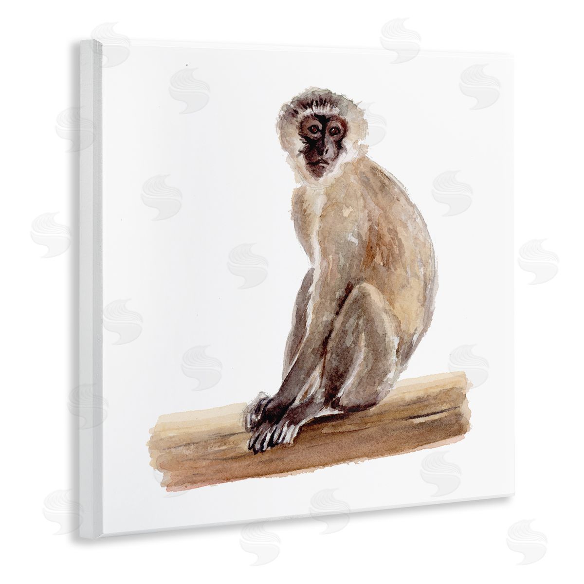 Fox Hollow Studios Langur Monkey Watercolor Painting Children's Nursery Animal Wooden Wall Plaque Art Print