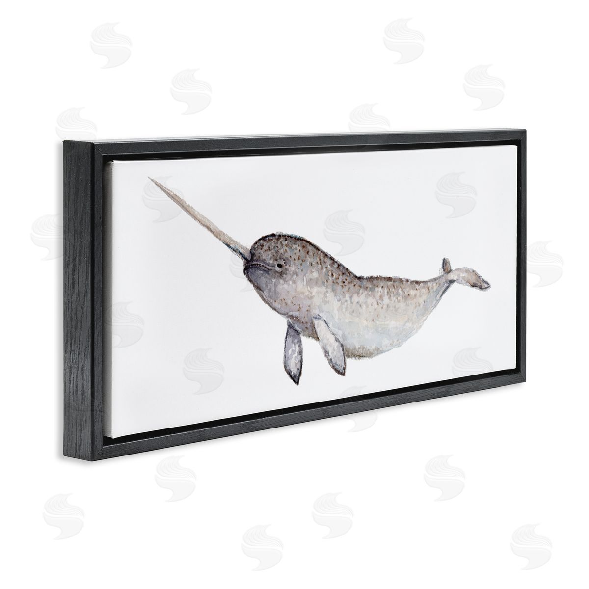 Fox Hollow Studios Baby Narwhal Watercolor Painting Children's Nursery Aquatic Animal