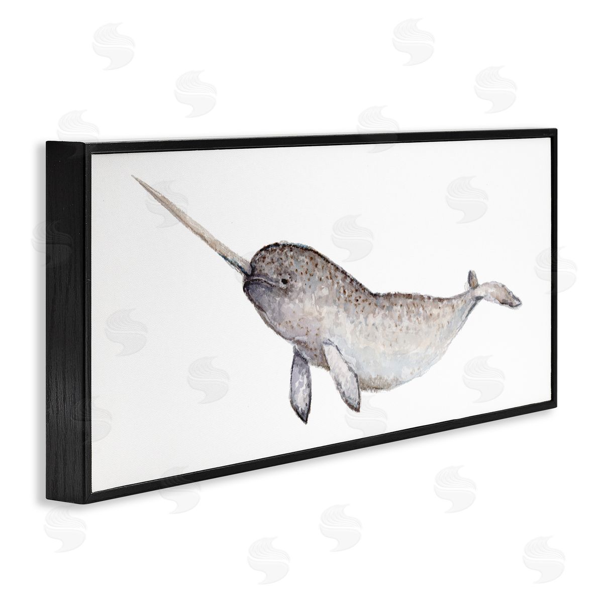 Fox Hollow Studios Baby Narwhal Watercolor Painting Children's Nursery Aquatic Animal