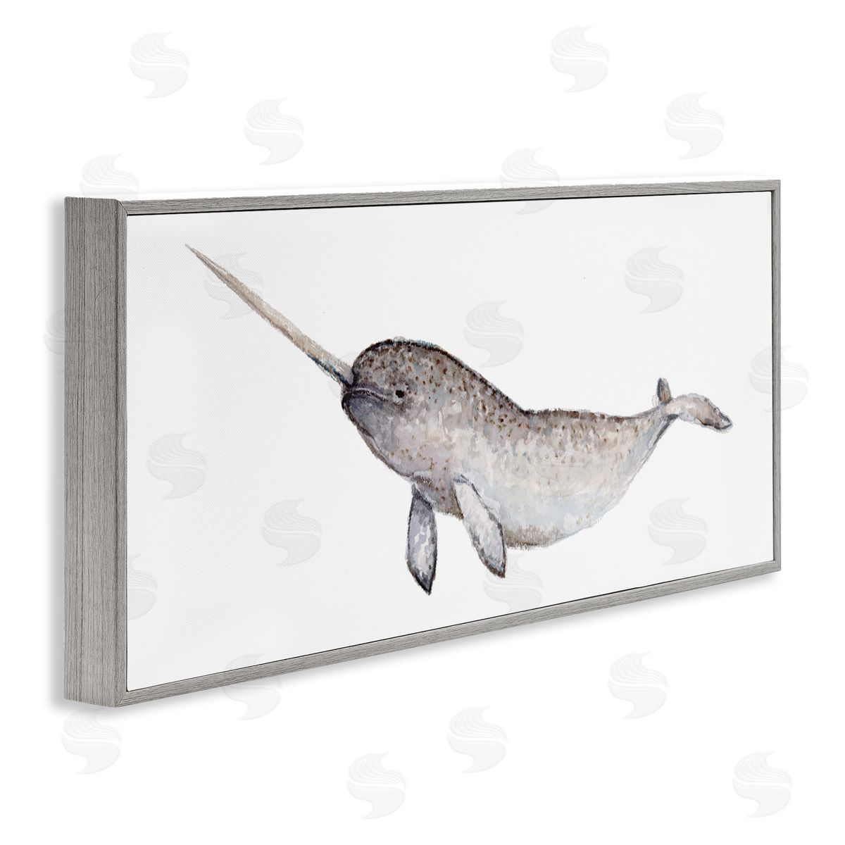 Fox Hollow Studios Baby Narwhal Watercolor Painting Children's Nursery Aquatic Animal