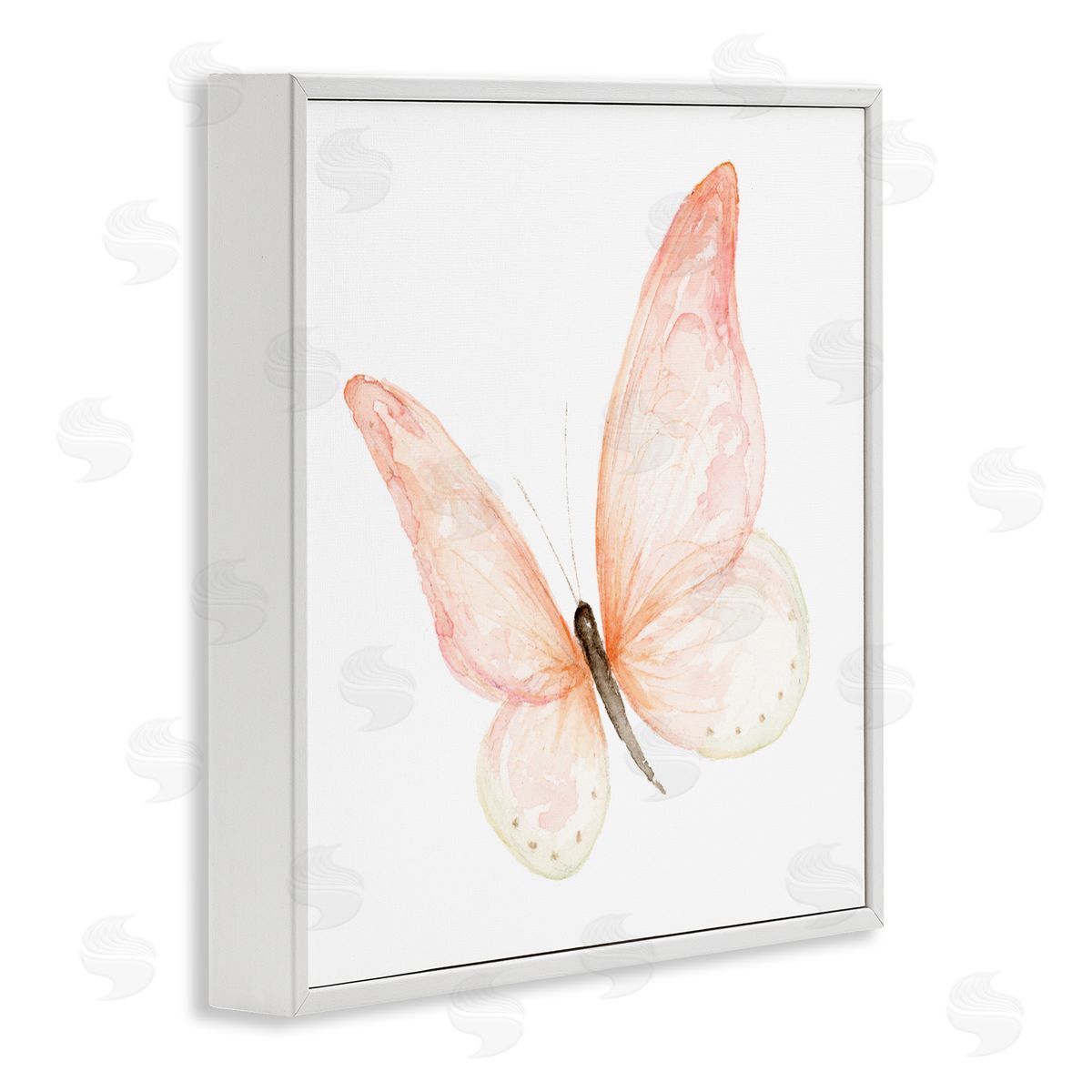 Fox Hollow Studios Pink Butterfly Watercolor Painting Kids' Nursery Insect White Framed Glicee Wall Art Print