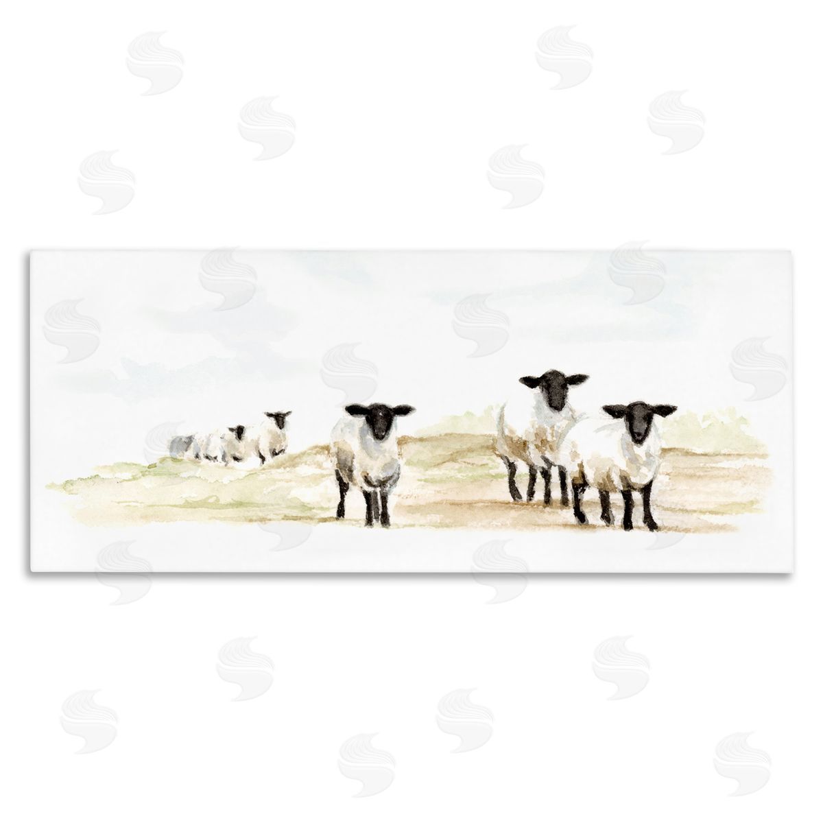 Fox Hollow Studios Sheep Farm Flock Children's Nursery Watercolor Painting
