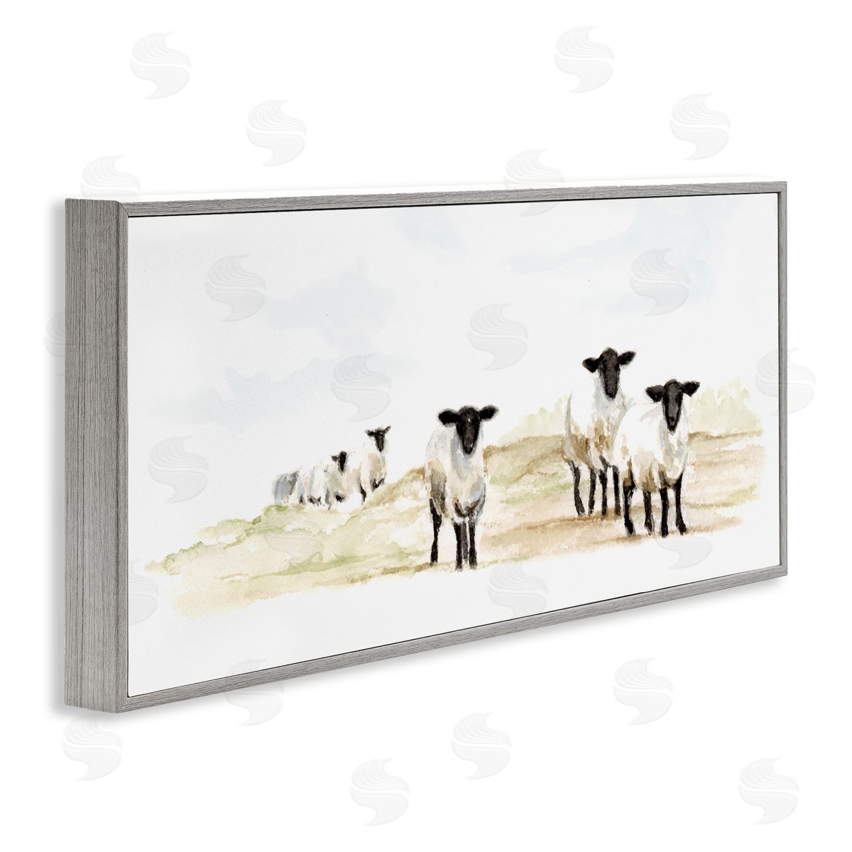 Fox Hollow Studios Sheep Farm Flock Children's Nursery Watercolor Painting