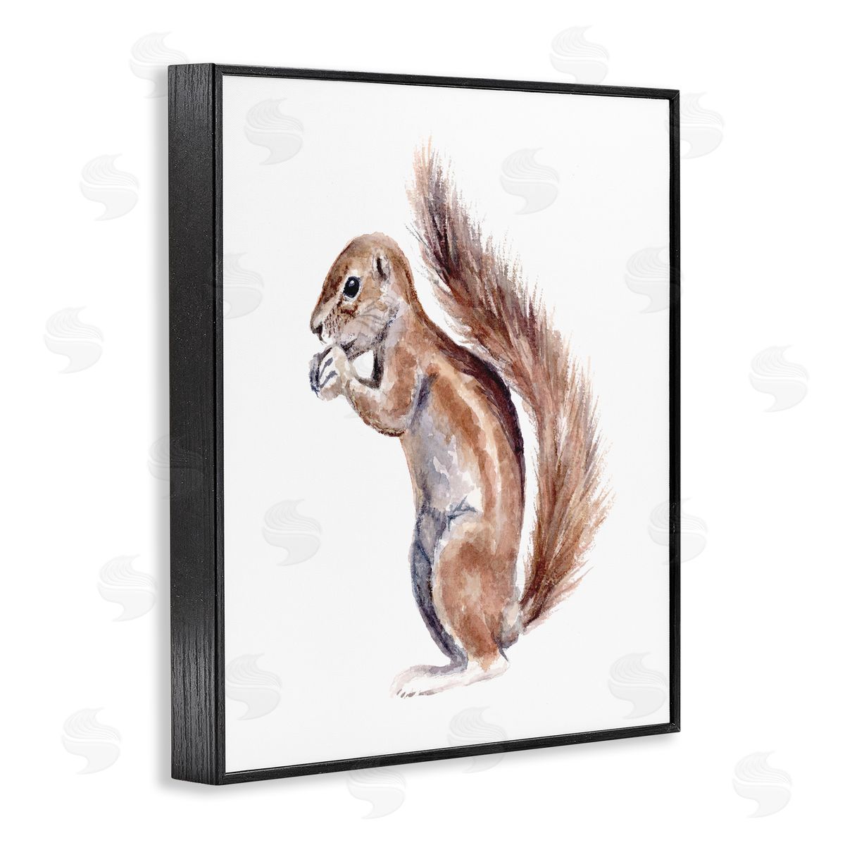 Fox Hollow Studios Baby Squirrel Watercolor Painting Kids' Wild Animal Black Framed Glicee Wall Art Print