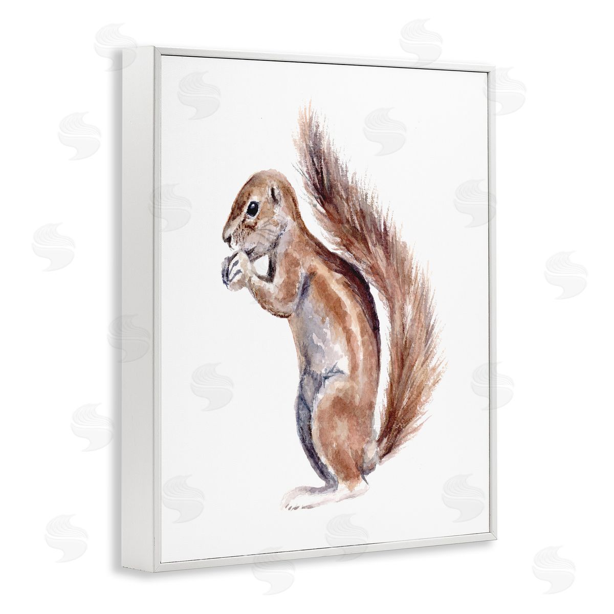 Fox Hollow Studios Baby Squirrel Watercolor Painting Kids' Wild Animal White Framed Glicee Wall Art Print