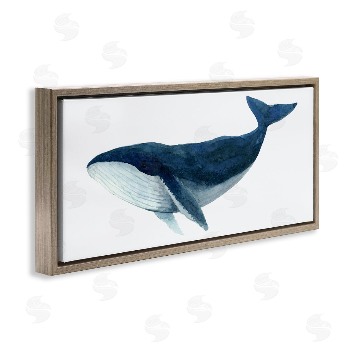 Jeannine Saylor Blue Whale Marine Animal Watercolor Painting over White