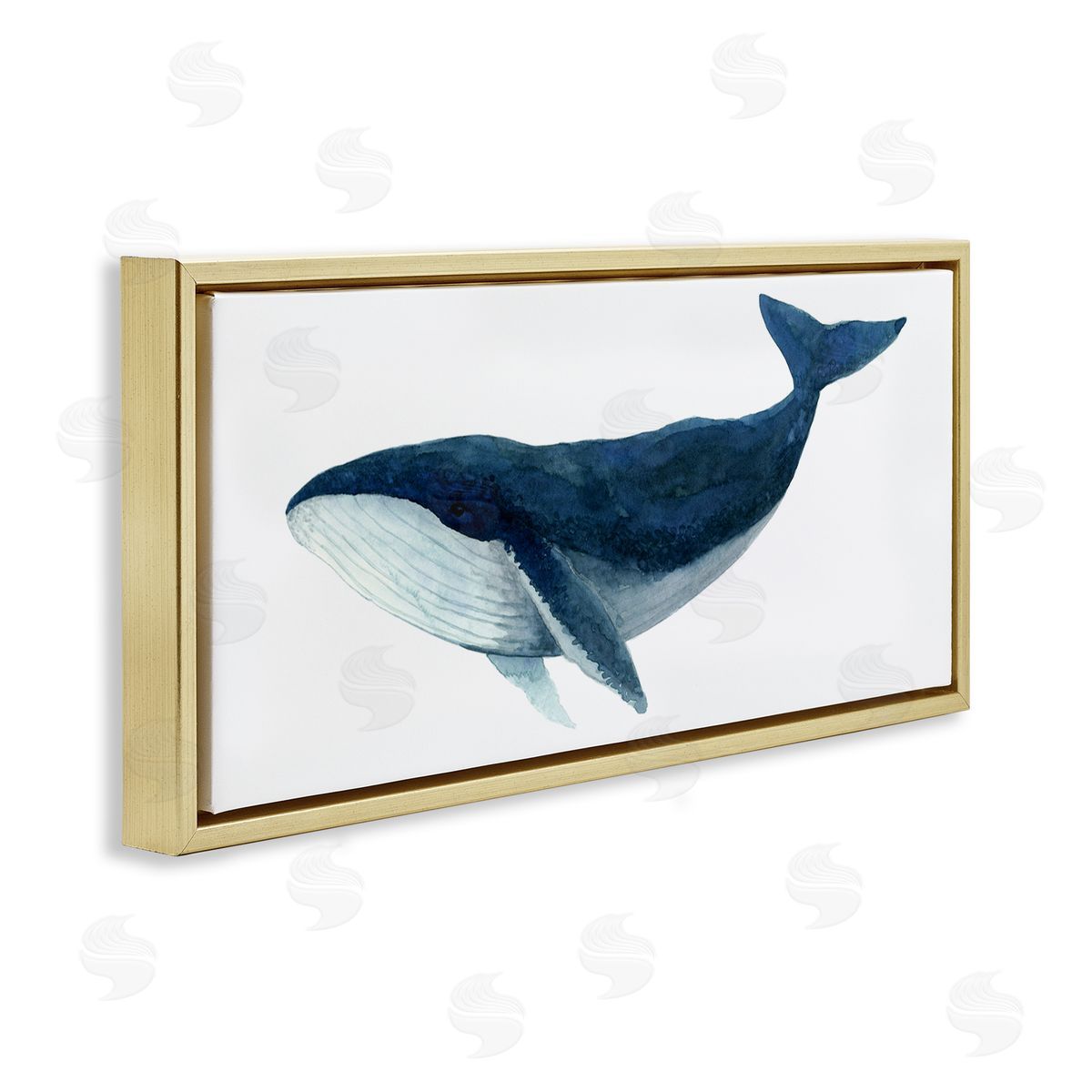 Jeannine Saylor Blue Whale Marine Animal Watercolor Painting over White