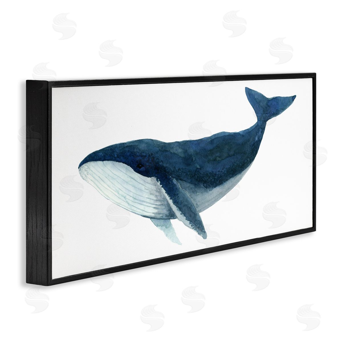 Jeannine Saylor Blue Whale Marine Animal Watercolor Painting over White