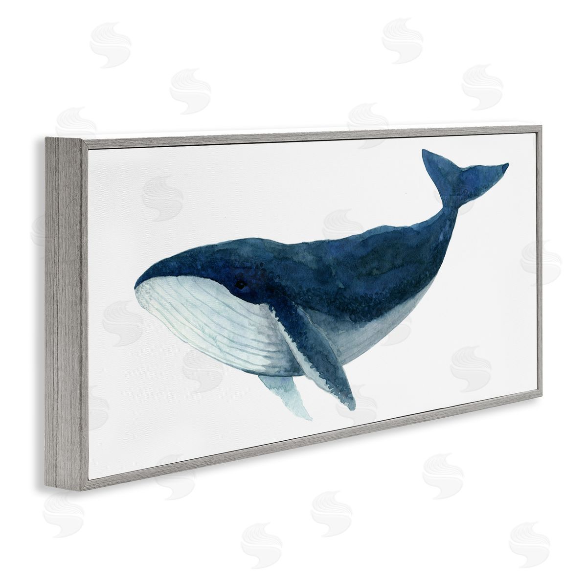 Jeannine Saylor Blue Whale Marine Animal Watercolor Painting over White