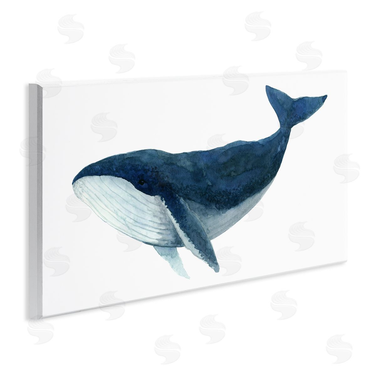 Jeannine Saylor Blue Whale Marine Animal Watercolor Painting over White
