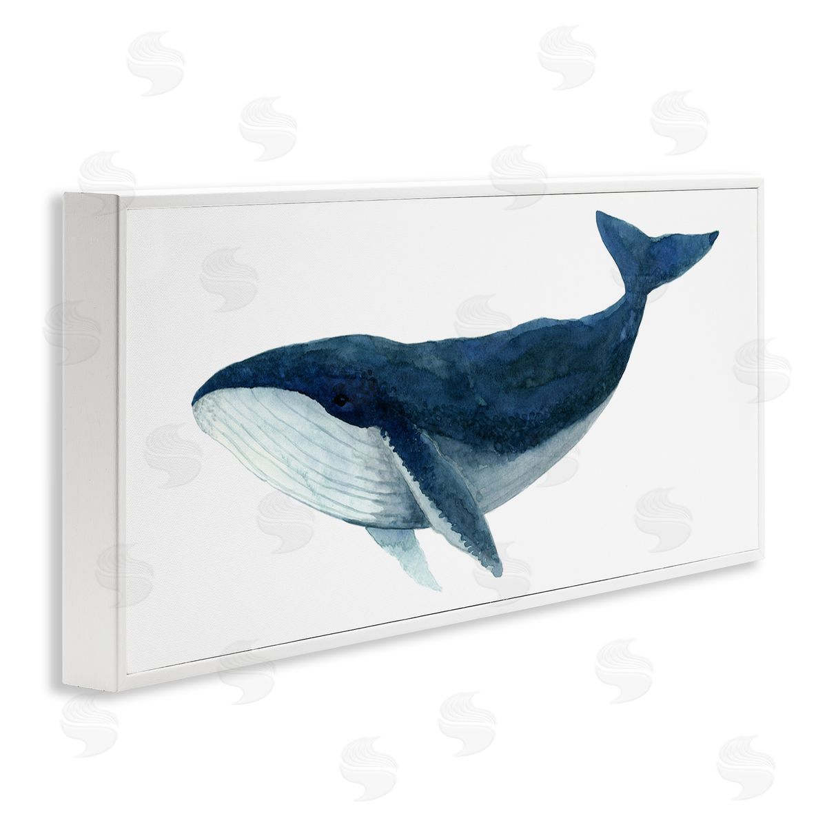 Jeannine Saylor Blue Whale Marine Animal Watercolor Painting over White
